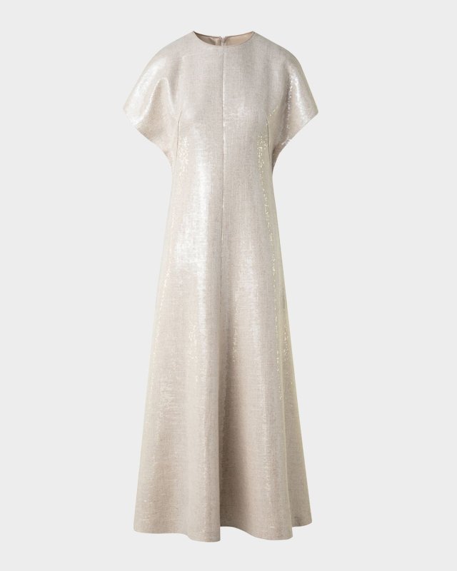 Sequined Viscose-Linen A-Line Midi Dress
